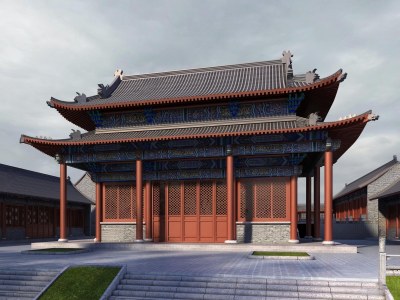 中式寺庙3D模型下载